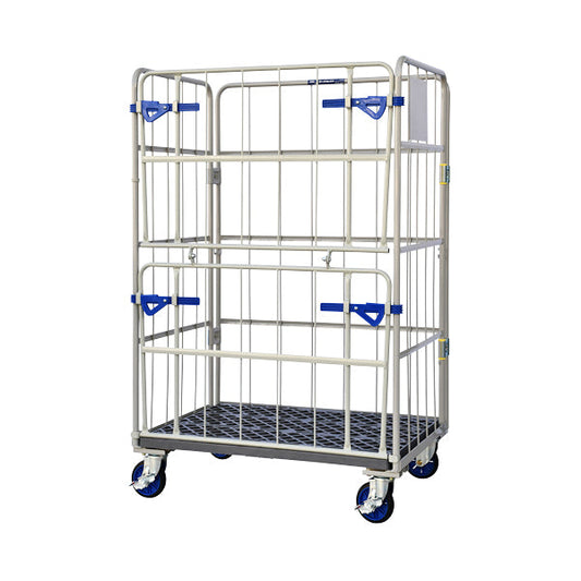 【送料込】カーゴプレスタ ダブルゲート付きカゴ車 プラスチック製床 950x800x1700